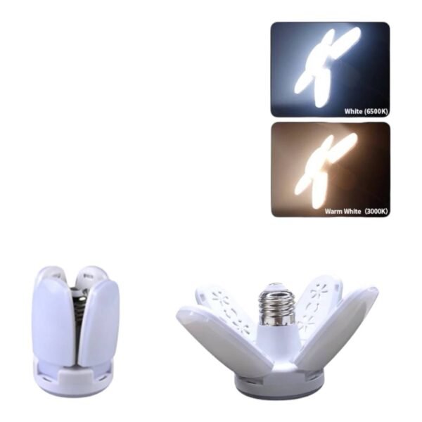 Ampoule LED E27 à 5 pétales, lumière blanche et blanc chaud Ampoule LED à 5 pétales, température de couleur réglable Ampoule LED E27 multifonction, lumière blanche ou blanc chaud